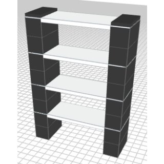 Shelf-Set with 4 shelves, width 91cm Black