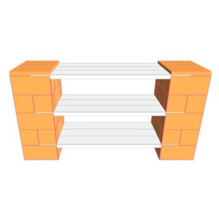 Everblock-Regal mit 3 Böden, ca. 151,5 x 79 x 45,5 (B/H/T),