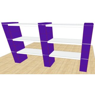 Everblock Doppel-Regal mit 6 Böden, ca. 183 x 94 x 30,5 (B/H/T) Violett