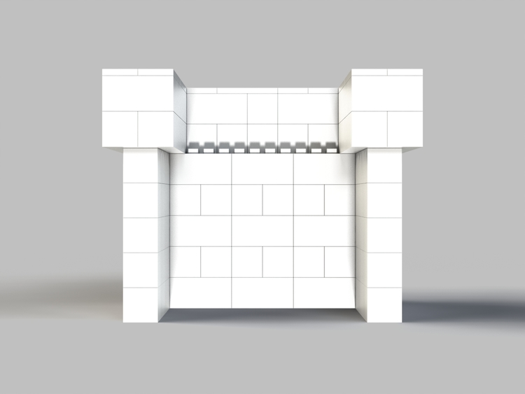 122 cm Bar/Tresen, obere 2 Reihen rundum überstehend - Rückansicht