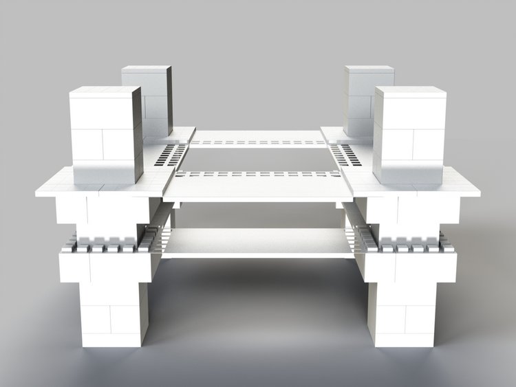 Aufwändige Catering-Station mit Säulen - Vorderansicht