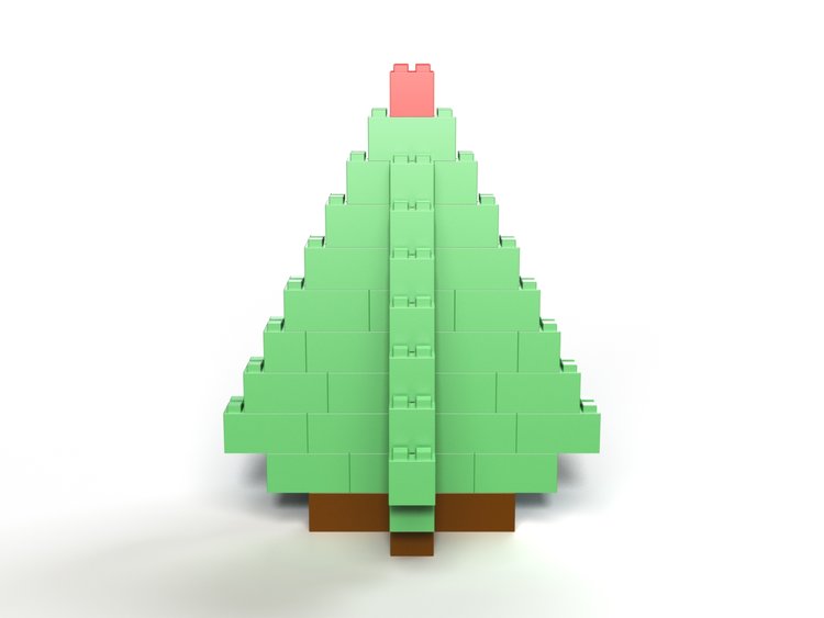 Großer Weihnachtsbaum - Vorder-/Rückansicht